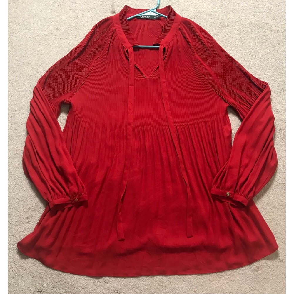 Lauren Ralph Lauren Women's Size 2x Red Long Sleeve Blouse